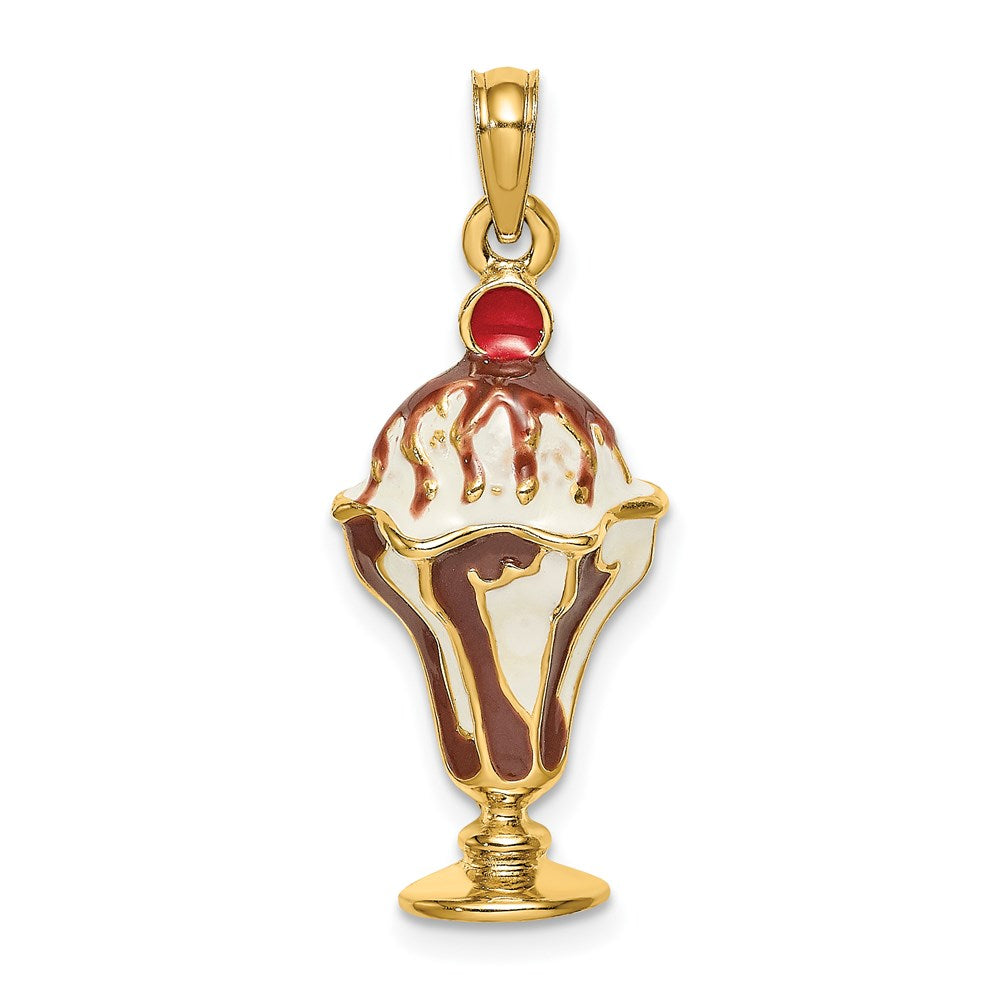 14K Chocolate Ice Cream Sundae W/Cherry Top Charm