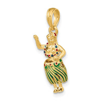 14K 3-D Hula Girl w/ Moveable Grass Skirt Charm