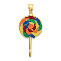 14K w/Multi-Color Enamel 3-D Lollipop Charm