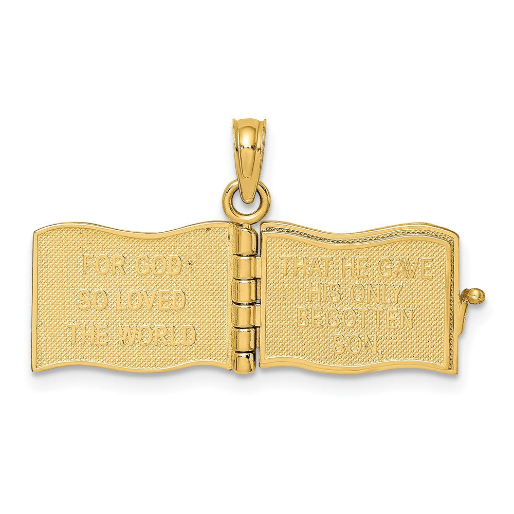 14K 3-D Enameled John 3:16 Book W/Moveable Pages Charm