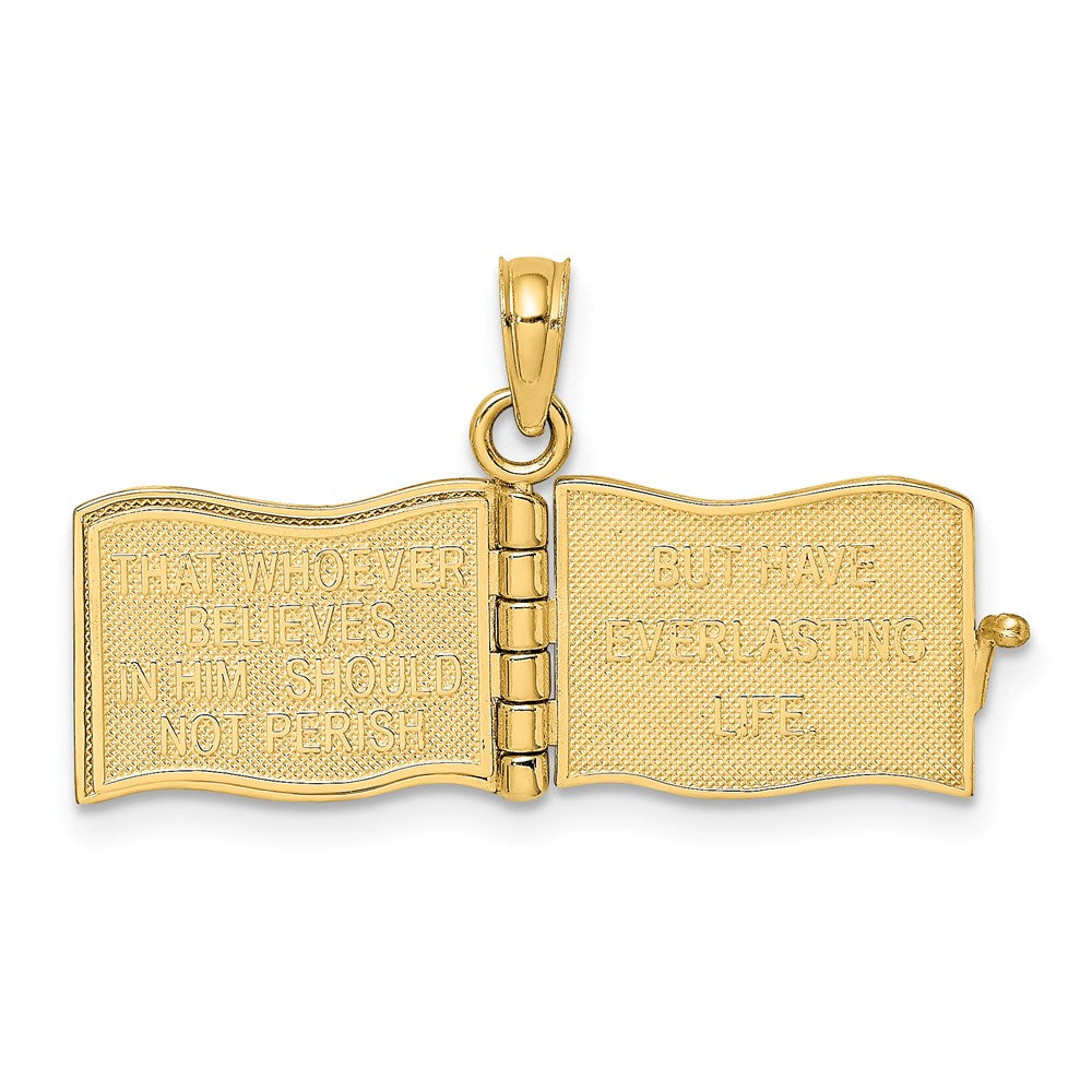 14K 3-D Enameled John 3:16 Book W/Moveable Pages Charm