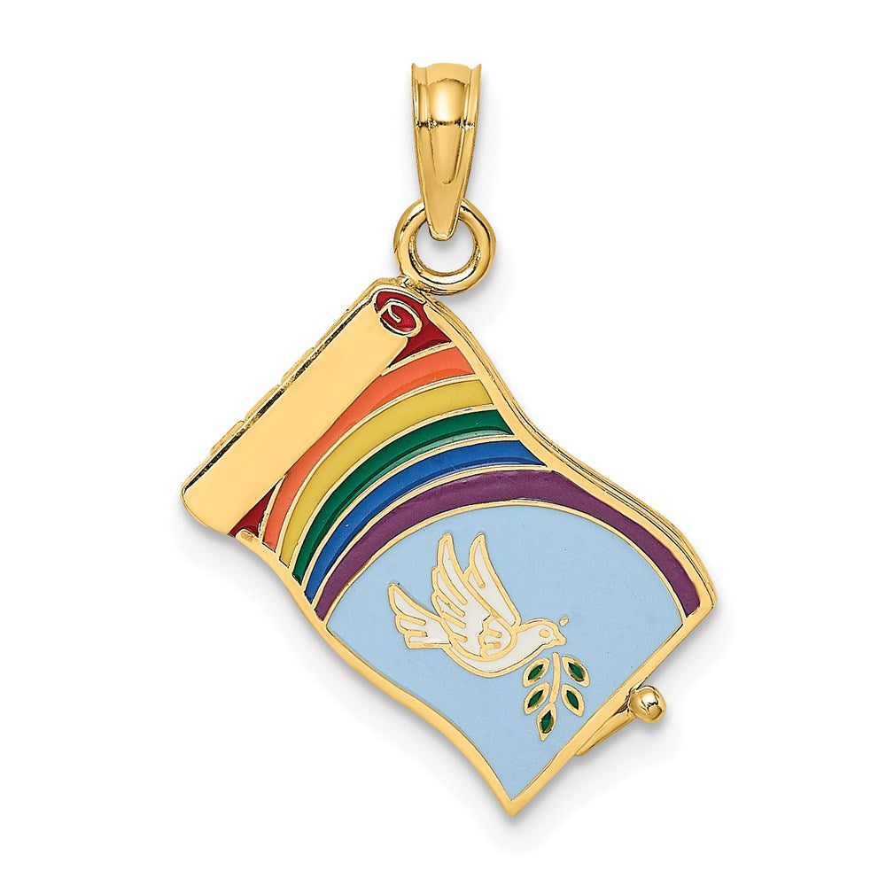 14K 3-D Enameled John 3:16 Book W/Moveable Pages Charm