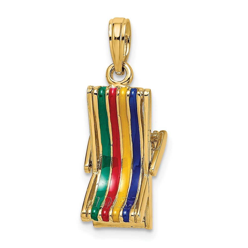 14K 3-D Moveable Multi-Color Beach Lounge Chair Charm