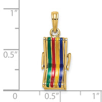 14K 3-D Moveable Multi-Color Beach Lounge Chair Charm