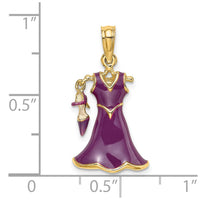 14K 3-D Moveable Enamel Purple Dress w/Shoe Charm
