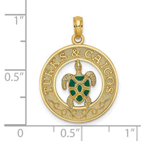 14K Enameled TURKS AND CAICOS with Turtle Circle Charm 3