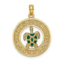 14K Enameled TURKS AND CAICOS with Turtle Circle Charm 1