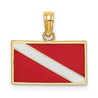 14K Dive Flag W/Red & White Enamel Charm