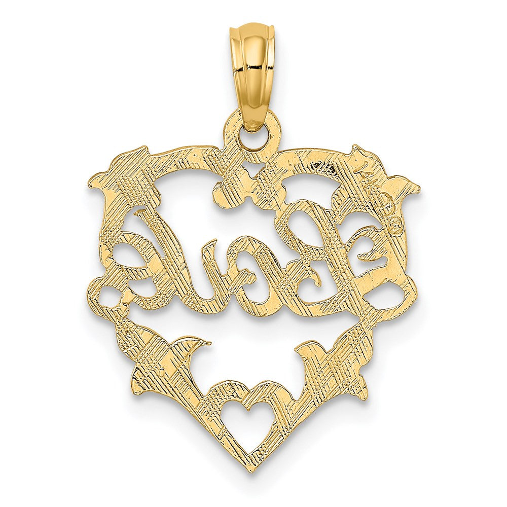 14K LOVE In Heart w/ Floral Design Charm