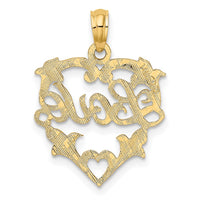 14K LOVE In Heart w/ Floral Design Charm