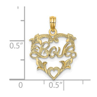 14K LOVE In Heart w/ Floral Design Charm