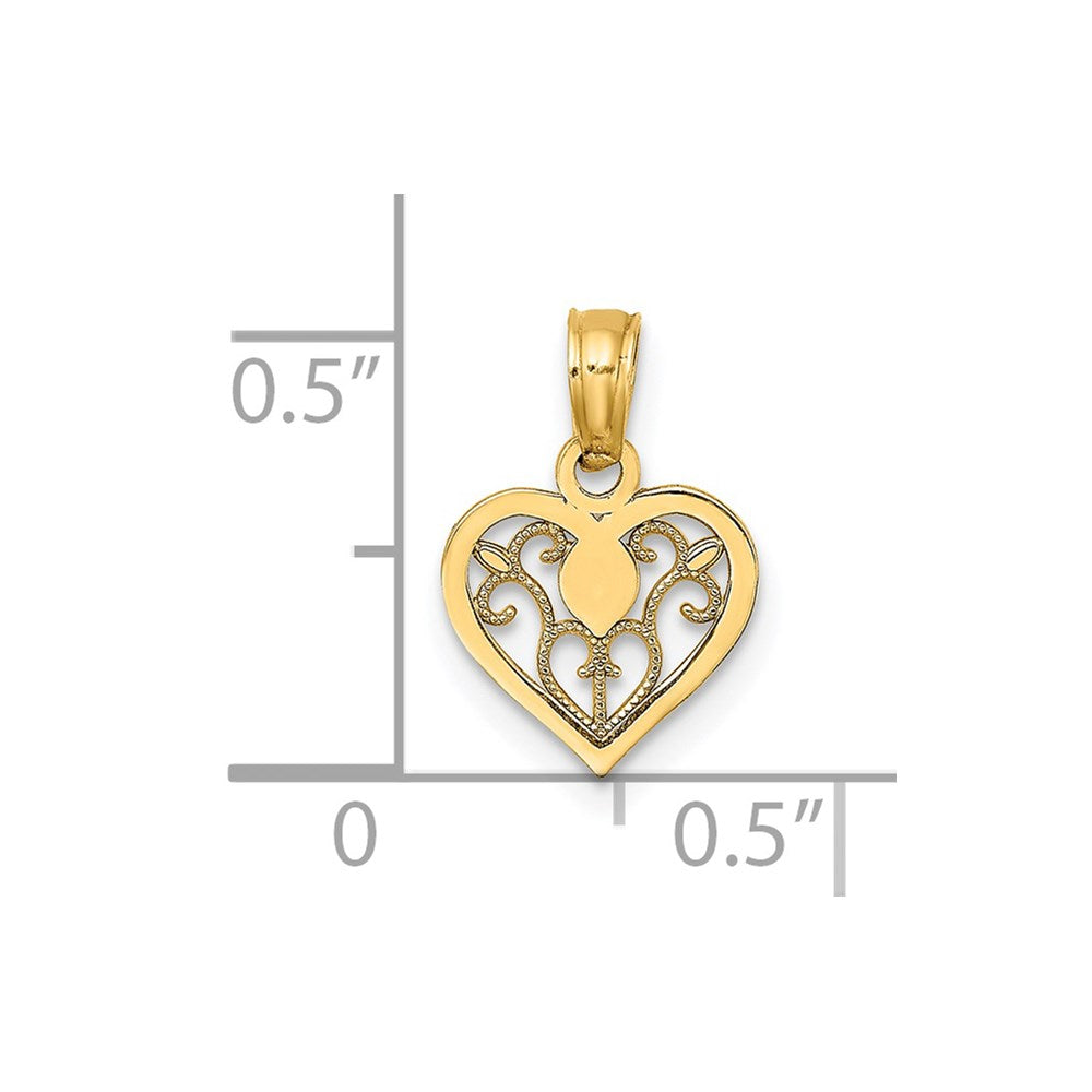 14K Polished Filigree Heart Pendant
