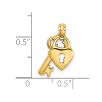 14K Moveable Dangling Heart and Key Charm