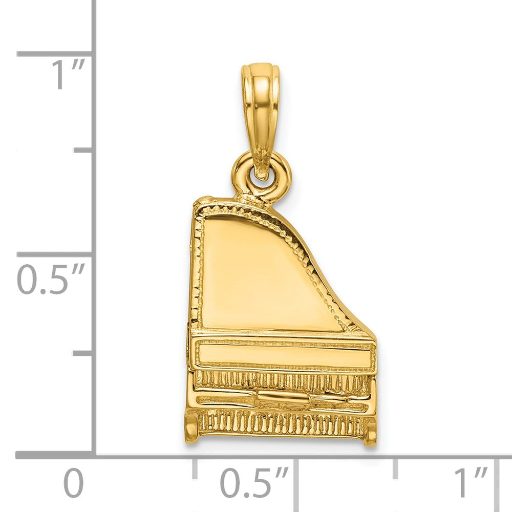 14K 3-D Grand Piano Top Opens Charm