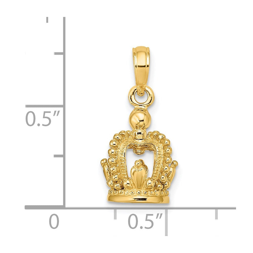 14K 3-D Polished Crown Charm