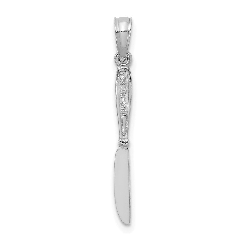 14K White Gold 3-D Polished Table Knife Charm