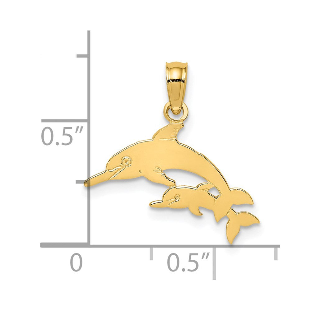 14K Mother and Calf Dolphin Charm 3