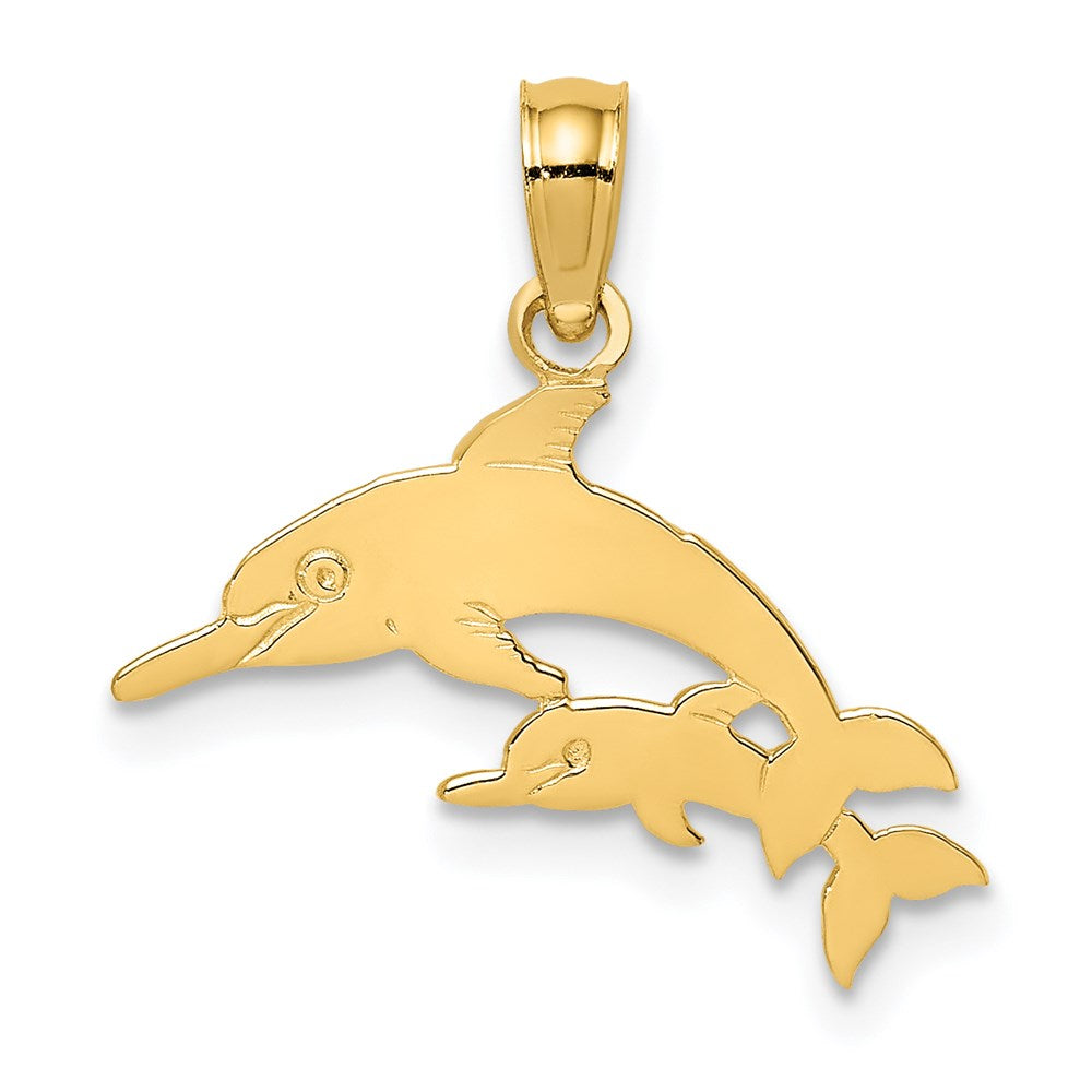 14K Mother and Calf Dolphin Charm 1