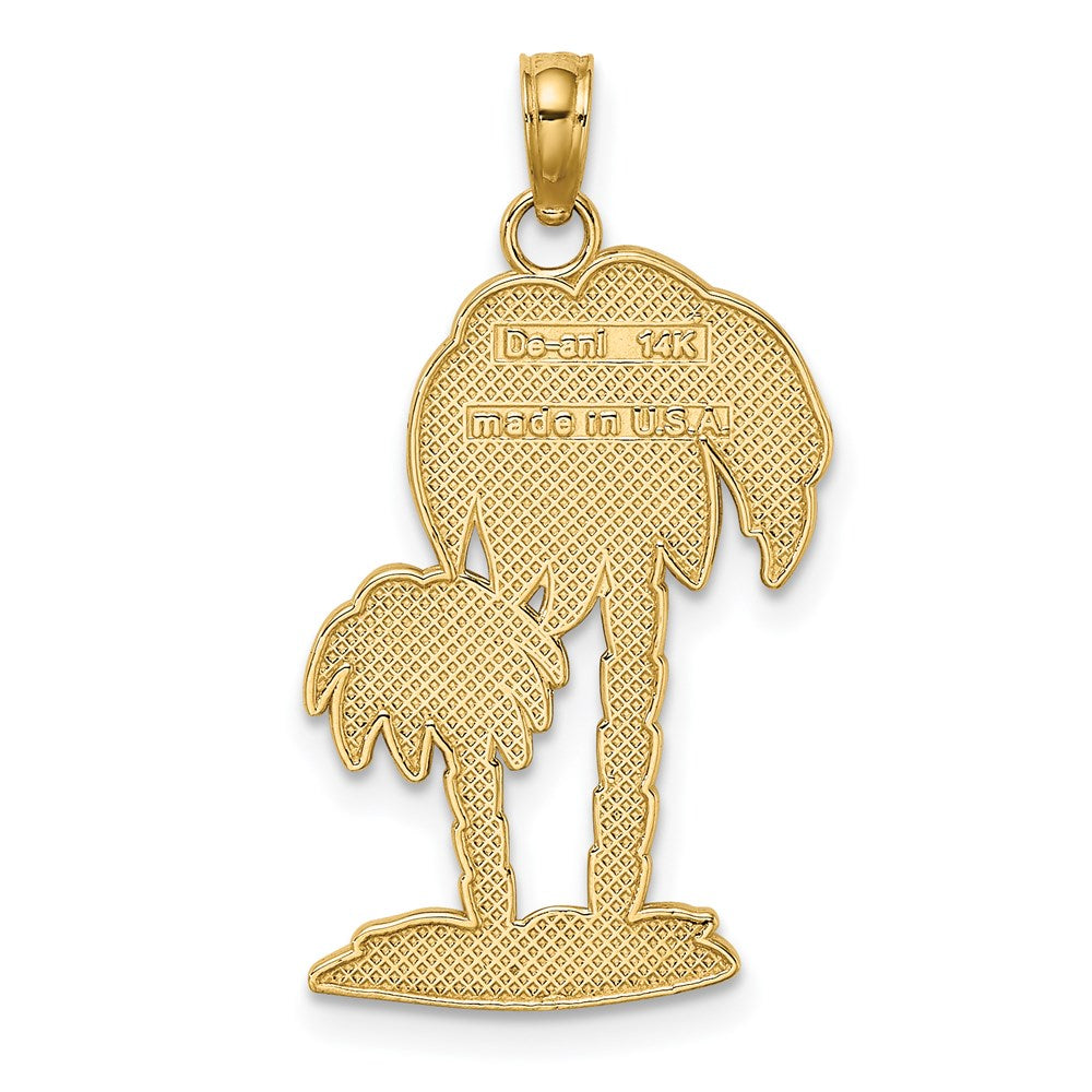 14K 2-D Textured Double Palm Trees Charm