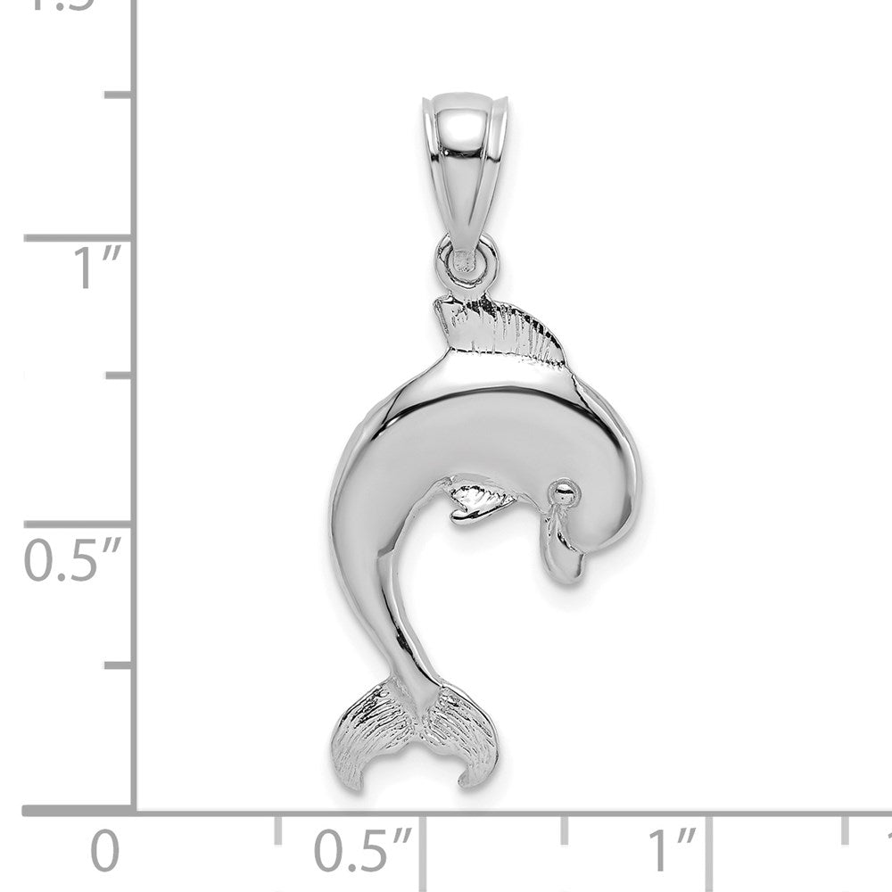14K White Gold Polished Jumping Dolphin Charm 3