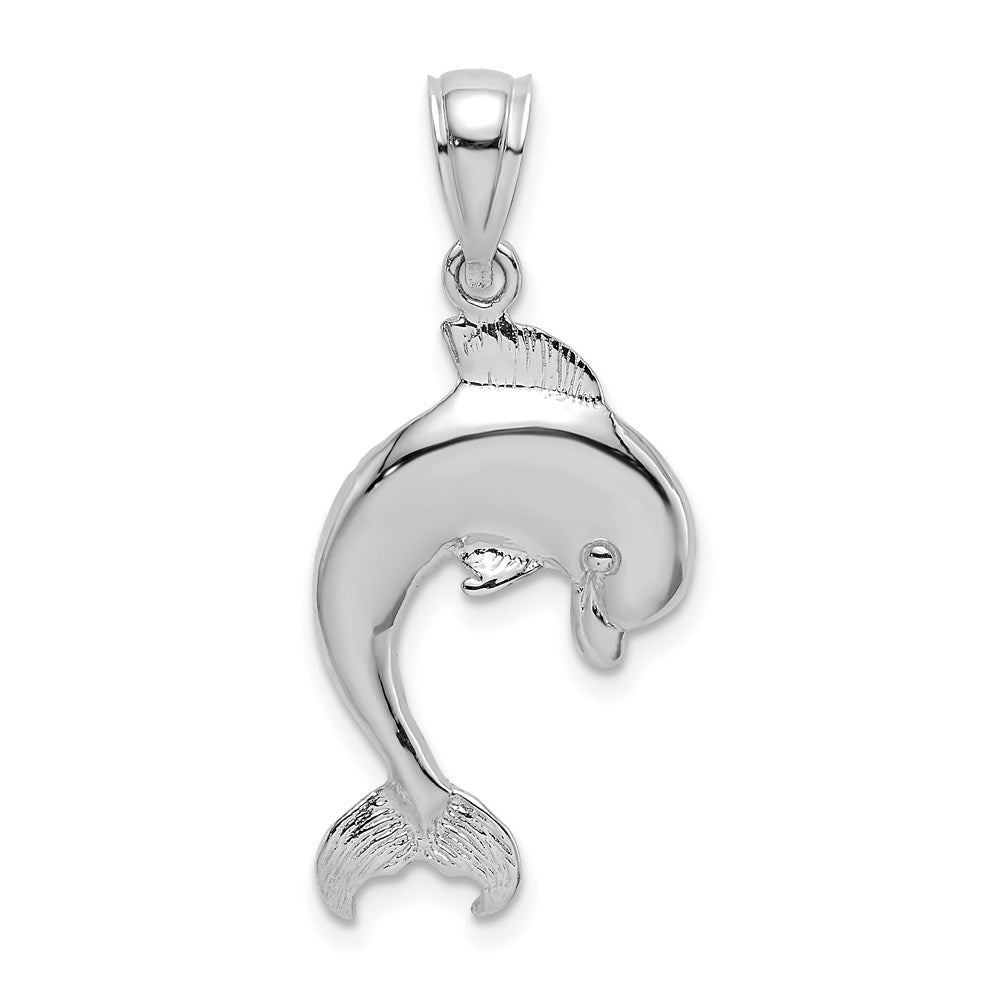 14K White Gold Polished Jumping Dolphin Charm 1