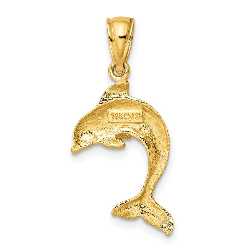 14K 2-D Polished Dolphin Jumping Charm 4