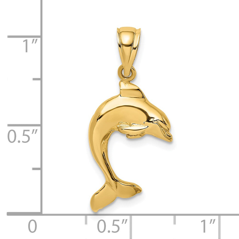 14K 2-D Polished Dolphin Jumping Charm 3