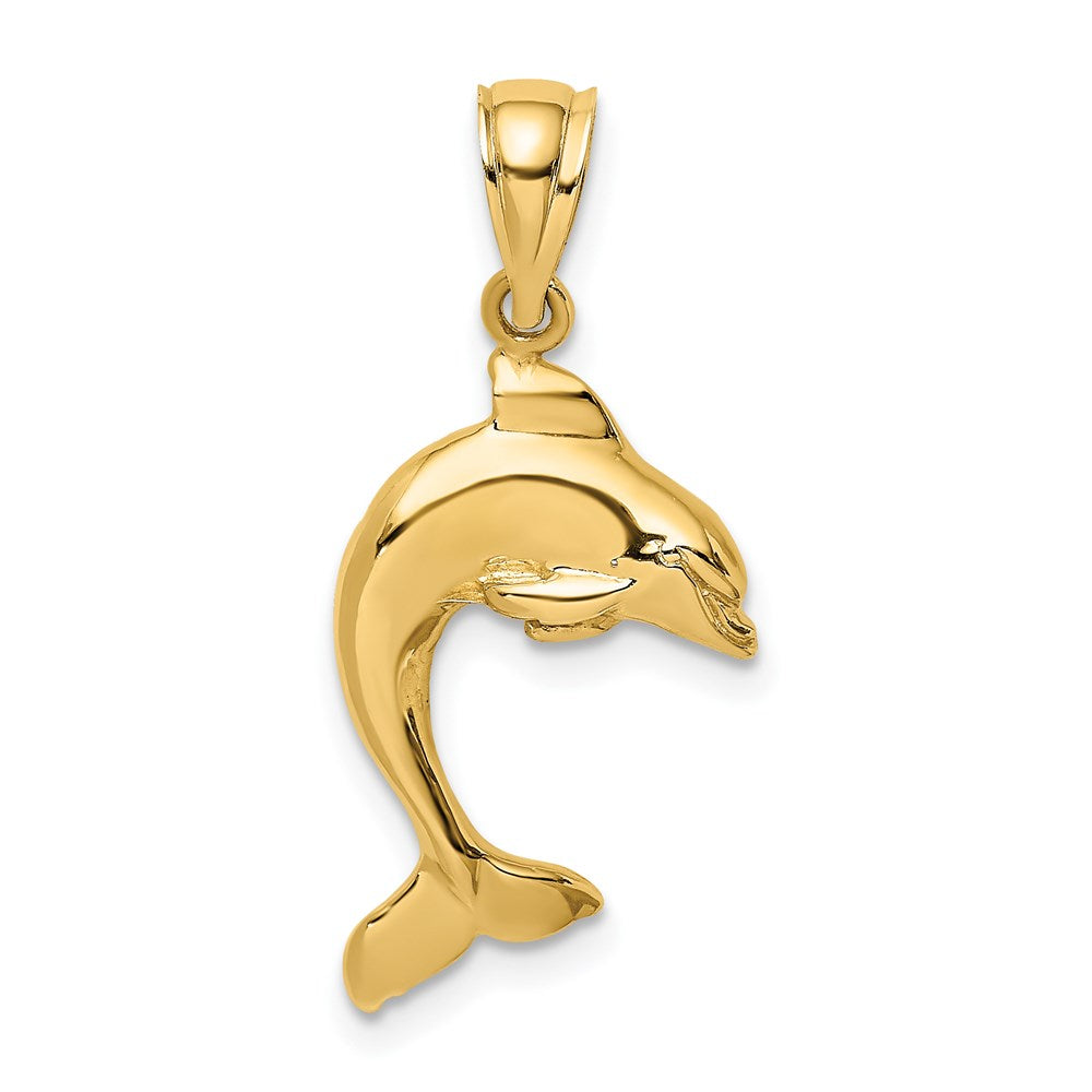 14K 2-D Polished Dolphin Jumping Charm 1