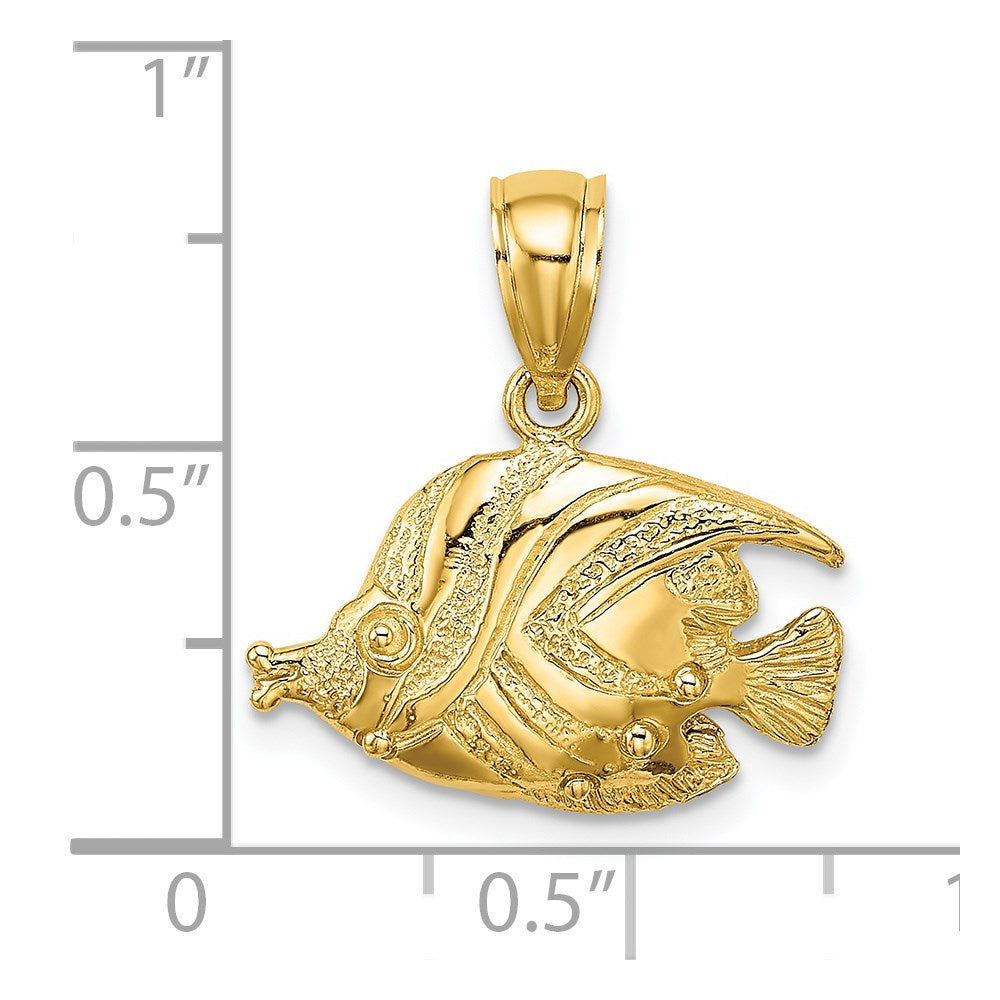 14K 2-D Polished Engraved Fish Charm 3