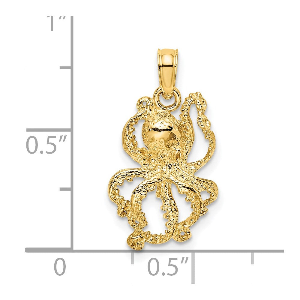 14K Textured Octopus Charm 3