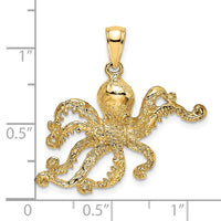 14K Textured Octopus Charm 3
