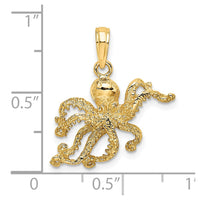 14K Textured Octopus Charm 3