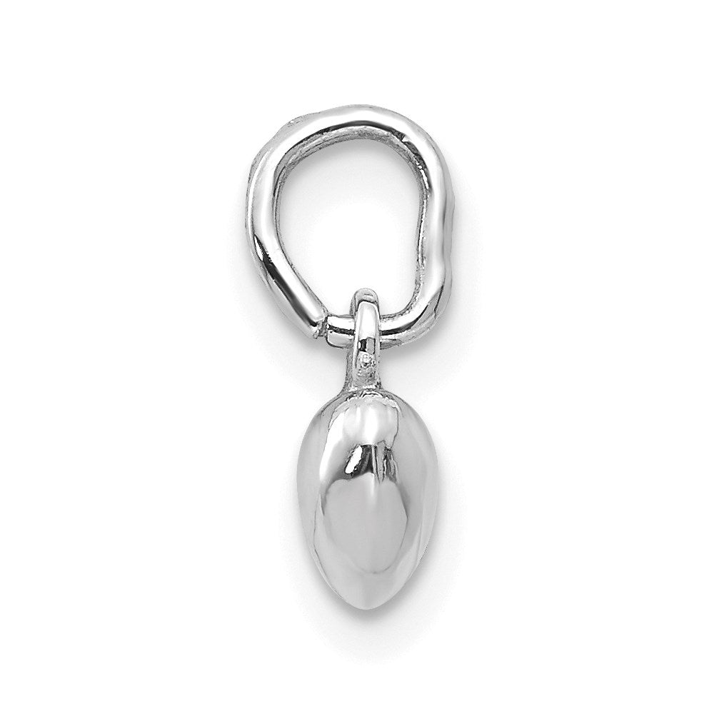 14k White Gold Solid Polished 3D Heart Charm