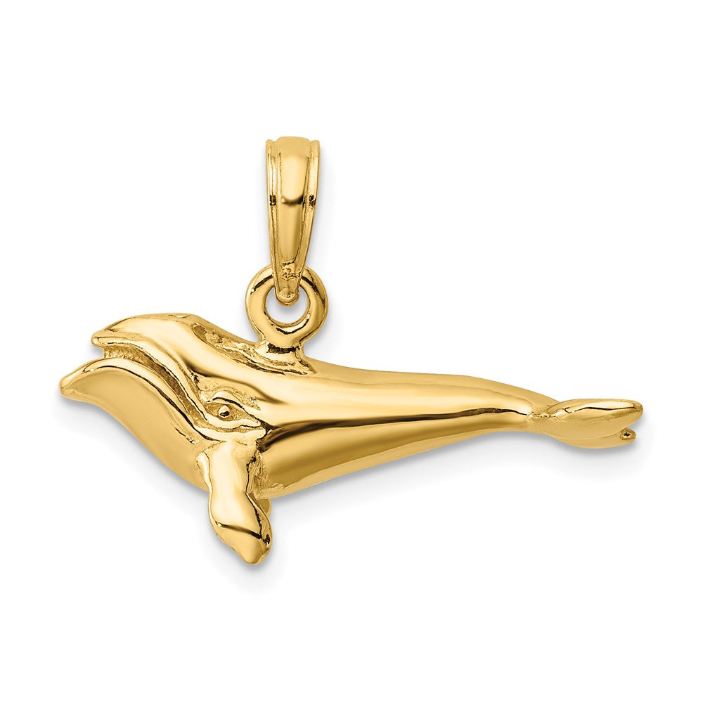 14K 3-D Polished Bowhead Whale Charm 1