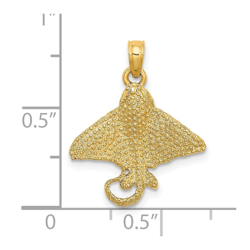 14K Textured Spotted Eagle Ray Charm 3