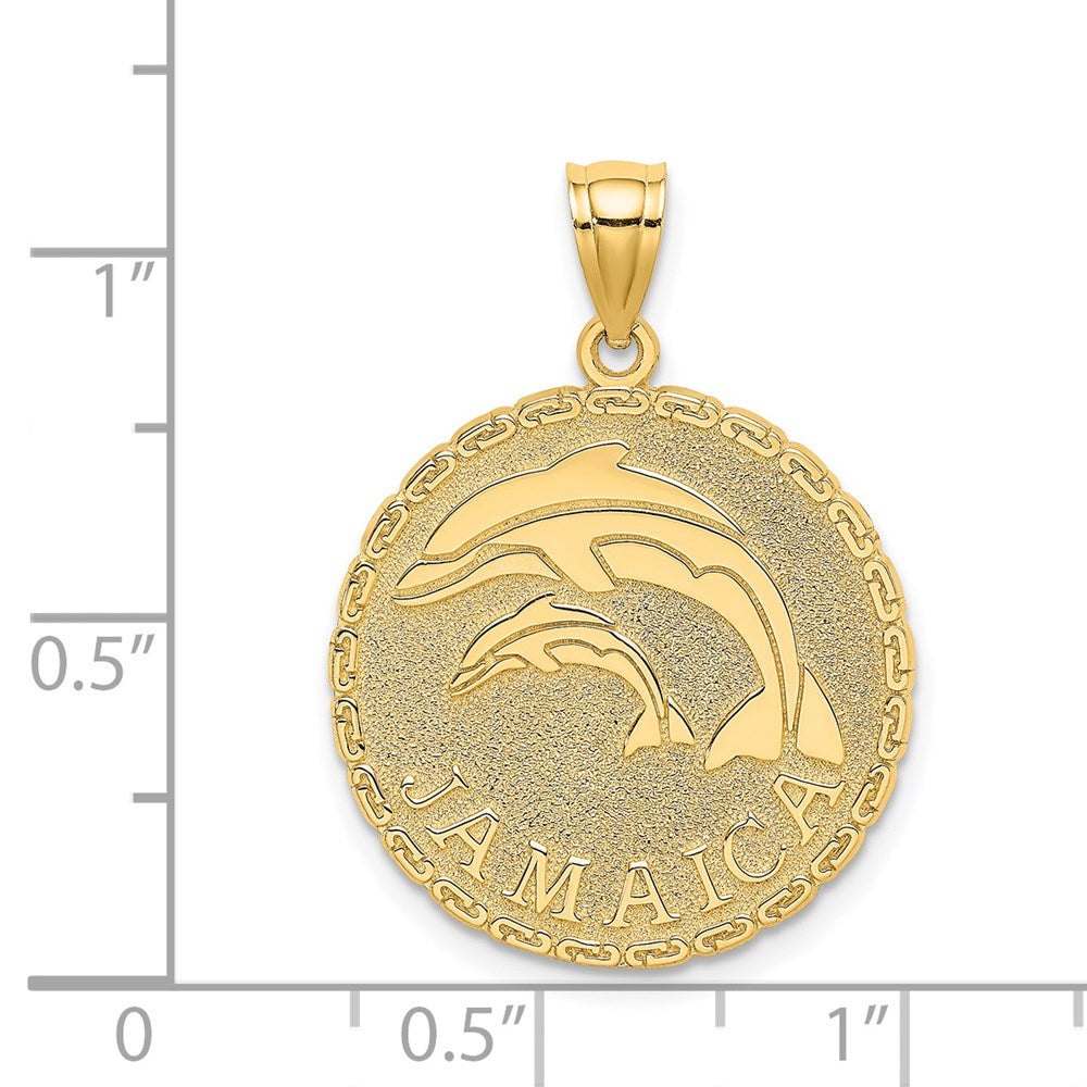 14K JAMAICA and Dolphins Disk Charm 3