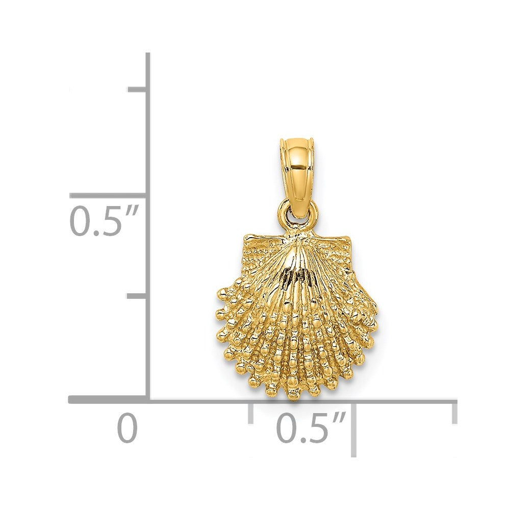 14K Textured Scallop Shell Charm