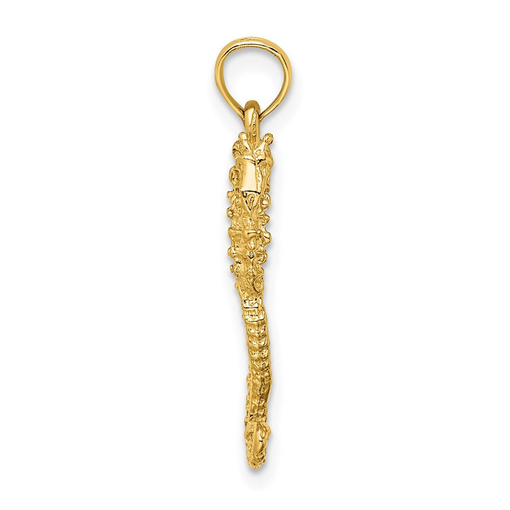 14K 3-D Textured Seahorse with Tail Charm 2