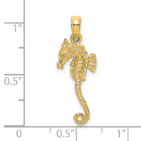 14K 3-D Textured Seahorse with Tail Charm 3