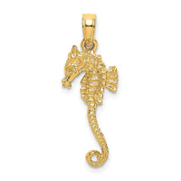 14K 3-D Textured Seahorse with Tail Charm 1