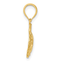 14K Polished  Engraved Fish Charm 2