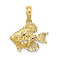 14K Polished  Engraved Fish Charm 1