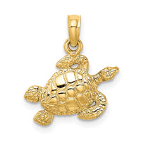14K Textured Sea Turtle Charm 1