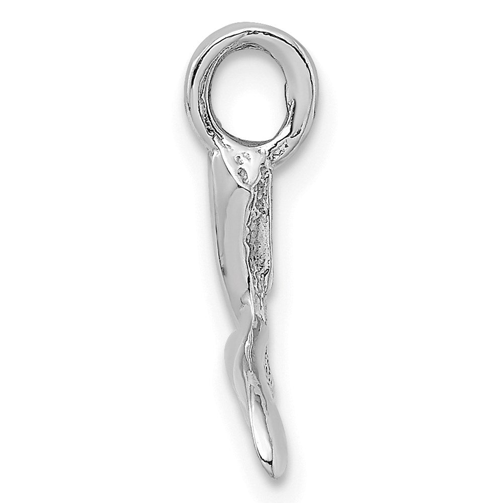 14K White Gold 3-D Polished Whale Tail Chain Slide 2