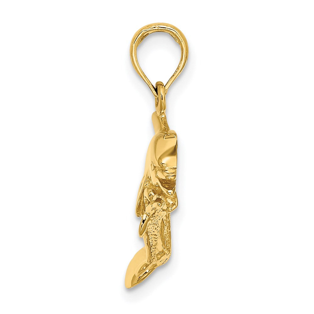 14K 2-D Double Dolphins Swimming Charm 2