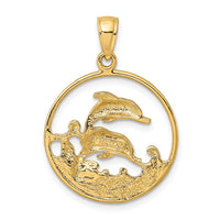 14K Double Dolphins In Circle Charm 4