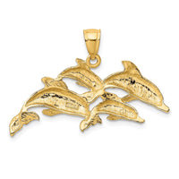 14K Polished Four Dolphins Swimming Charm 4