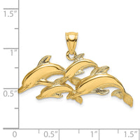 14K Polished Four Dolphins Swimming Charm 3