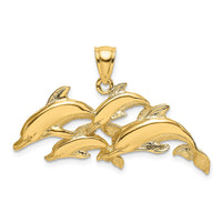 14K Polished Four Dolphins Swimming Charm 1