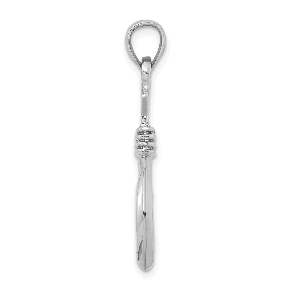 14K White Gold 3-D Large Fish Hook with Rope Charm 2